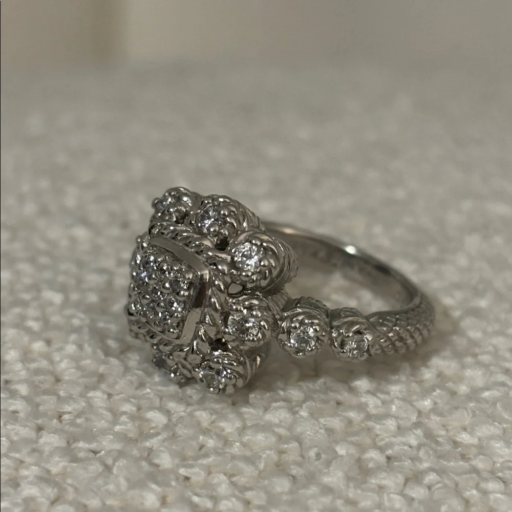 Judith Ripka Sterling Silver Floral Cluster Ring with Clear CZ Stones - Picture 3 of 6